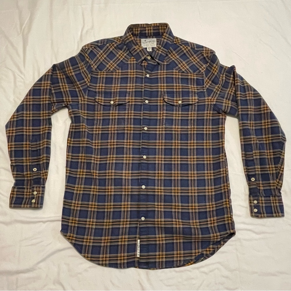 EUC Lucky Brand Saturday Stretch Pearl Snap Shirt Medium